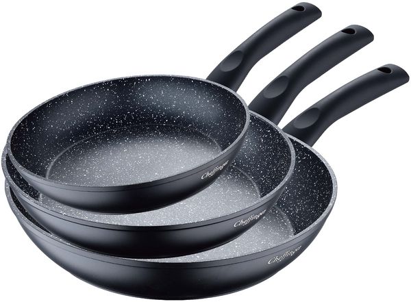 3er Pfannenset Induktion Set Antikratz Bratpfannen Pfanne Antihaft Induktions-Bratpfanne ø 20 cm, ø 24 cm, ø 28 cm