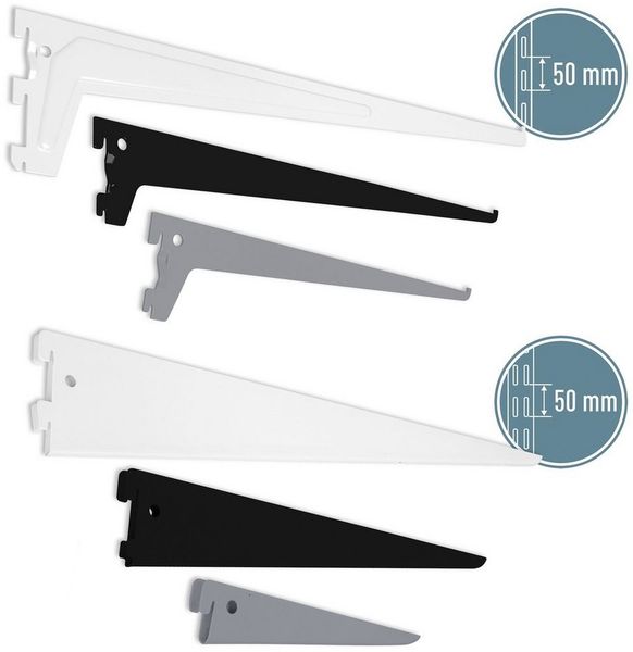 ib style Wandregal 2er Set Regalbodenträger Regalträger 1-reihig 25cm weiß, Raster 50mm