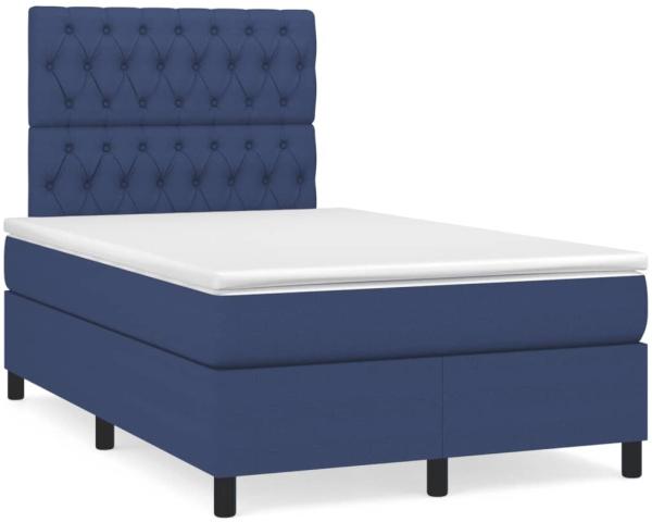 vidaXL Boxspringbett mit Matratze & LED Blau 120x190 cm Stoff 3270224