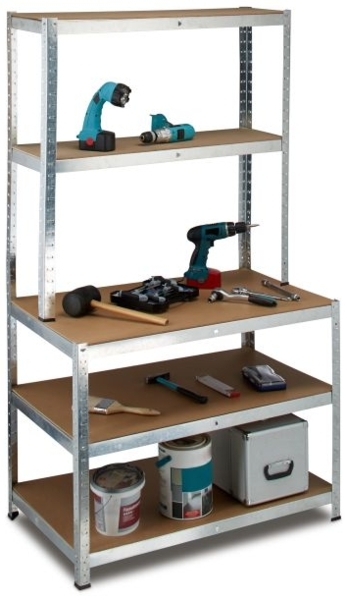 2 x Schwerlastregal mit Werkbank