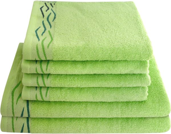 Dyckhoff Handtuch Set Wave, Frottier (Set, 6-St), mit Jacquard-Bordüre,4 Handtücher (50x100cm), 2 Duschtücher (70x140cm)