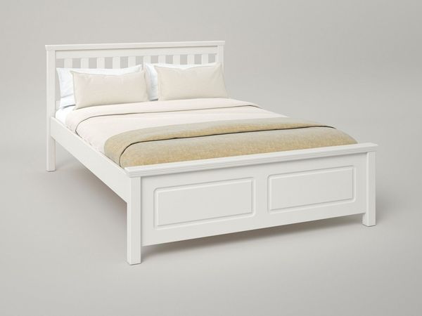 OTTO home Bett Fredegard, skandinavischer Stil, vielseitig kombinierbar, 2 Breiten (180er oder 140er Breite), Sprossen am Kopfteil, mit Lattenrost, Kassettenoptik