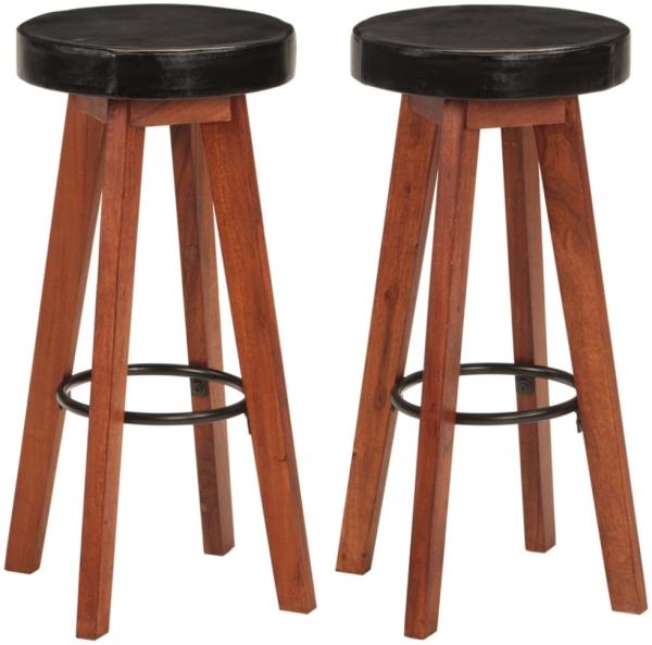 vidaXL Barhocker 2 Stk. Echtleder und Massivholz Akazie, Drehbar [348165]