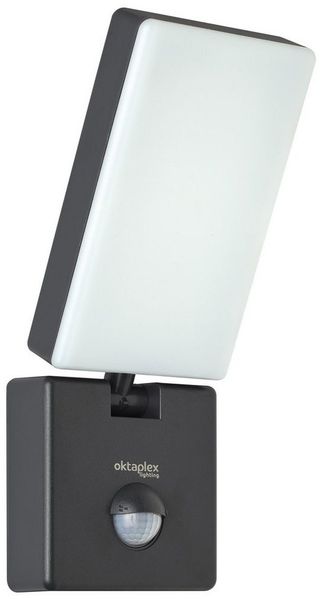 Oktaplex lighting LED Außen-Wandleuchte Pica IP65 Außenleuchte mt Bewegungsmelder 9m / 140 Grad, Bewegungsmelder, LED fest integriert, Warmweiß, flexible Außenlampe IP65 Leuchte 10W 800lm anthrazit