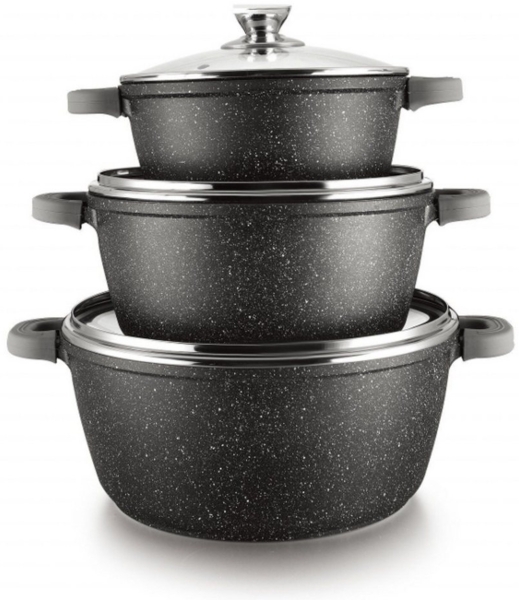 6-tlg Kochtopfset mit Deckel ø36cm/ø40cm/ø44cm - geeignet für alle Herdarten