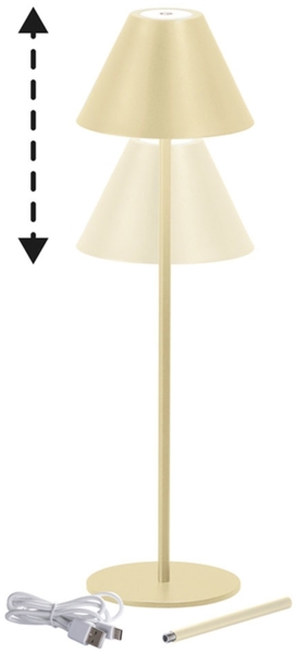 LED Tischleuchte, sand, Akku, Touchdimmer