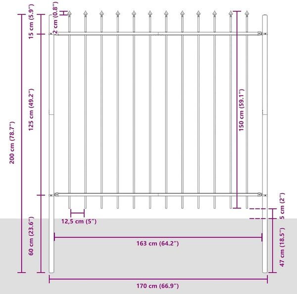 vidaXL Gartenzaun 6 pcs Weiß 10,2 x 1,5 m Pulverbeschichteter Stahl 3334122 Bild 8