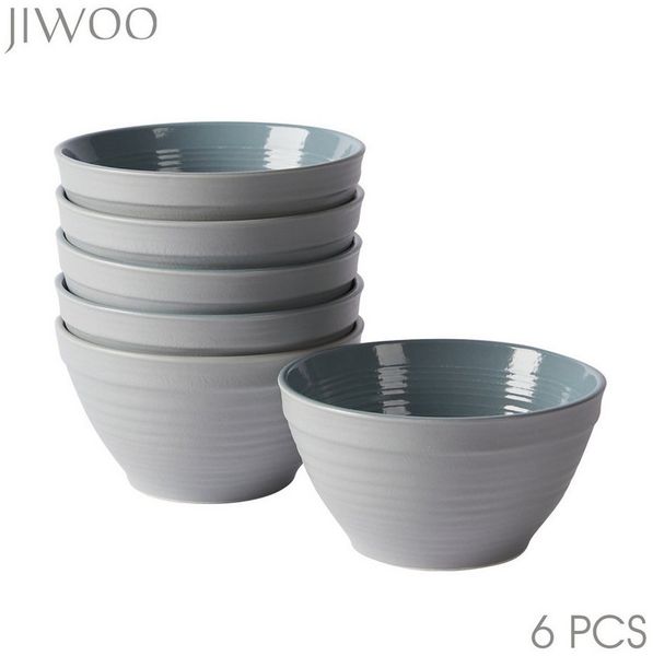 JIWOO Müslischale 6er Ø11,8cm, Frühstückschalen Eisschale Dessertschalen Schale, Keramik, (Schaleset, 6-tlg), Porzellan Hochwertiges Schalen Grau Mikrowellenofen Spülmaschine