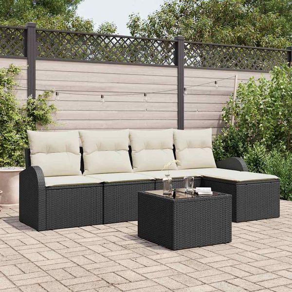 vidaXL Gartensofa-set Schwarz Poly-Rattan 3346007