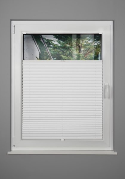 ondeco Plissee nach Maß für alle Fenster innen Montage in Glasleiste mit Spannschuh Sonnenschutz Rollo Sichtschutz Blickdicht - Weiß - B): 121-130 cm, H): 40-100 cm Bild 3