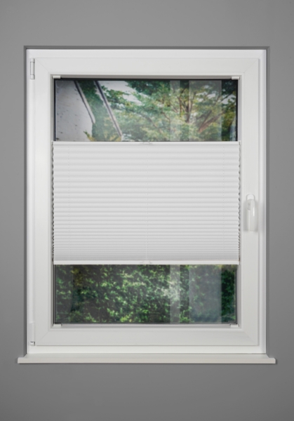 ondeco Plissee nach Maß für alle Fenster innen Montage in Glasleiste mit Spannschuh Sonnenschutz Rollo Sichtschutz Blickdicht - Weiß - B): 121-130 cm, H): 40-100 cm Bild 2