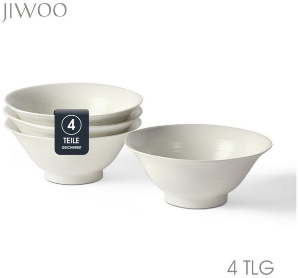 JIWOO Schüssel 4er Ø20cm, Japanische Ramenschüssel Suppenschüssel bowl Pastaschüssel, Keramik, (Schüsselset, 4-tlg), Bowl Hochwertiges Schüsseln Weiß Schüssel Mikrowellenofen Spülmaschine