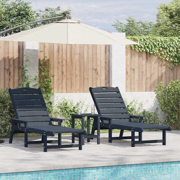 vidaXL Sonnenliege 2 pcs Marineblau 195,5 x 53 x 98,5 cm Polyethylen 3335851
