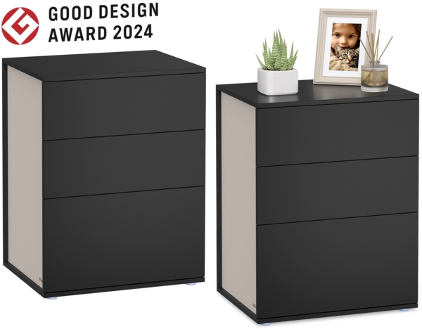 Vasagle Nachttisch (2-St), werkzeuglose Montage,Beistelltisch,Nachtschrank 1/2er set