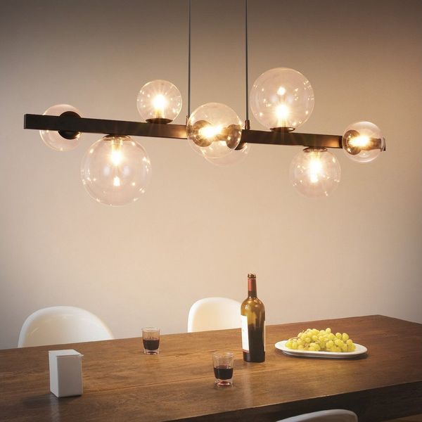 Nettlife Pendelleuchte Esstisch Glas G9 8/14 Flammig Modern Kronleuchter, LED wechselbar, Esstischlampe Wohnzimmer Hängeleuchte für Schlafzimmer Hotel