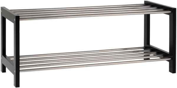 Schuhregal, Holz/Stahl, 2 Einlegeböden, schwarz, 78x34 cm