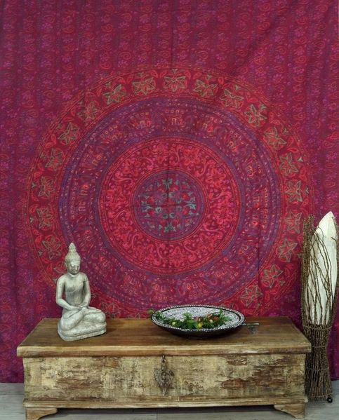 Guru-Shop Tagesdecke Indisches Mandala Tuch, Wandtuch, Tagesdecke..
