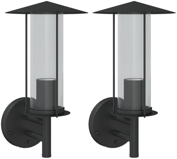 vidaXL Außenwandleuchten 2 Stk. Schwarz Edelstahl 4006247