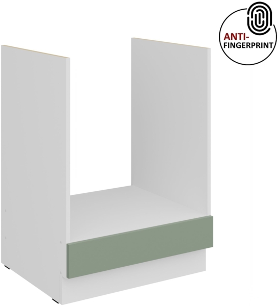 Küchen Herdunterschrank 60 cm Küche ARIA Aquamarin ultra matt + Weiss matt, hochwertige Fronten mit Anti Fingerprint Beschichtung Küchenzeile Küchenblock