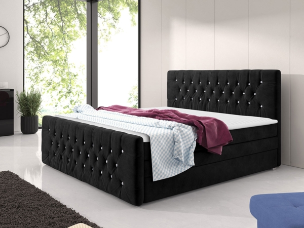 Boxspringbett Chaves Lux, Schwarz, 140x200 cm