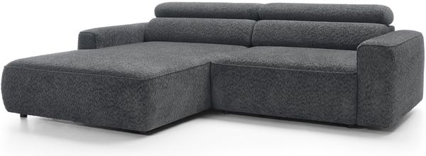 Selsey 'Fando' Ecksofa mit elektrischem Sitzauszug, Ottomane links, Chenille Dunkelgrau