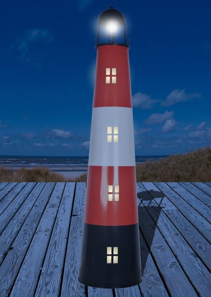 Großer Leuchtturm aus Metall mit Solarfunktion H:150 cm, Gartendekoration Bild 2