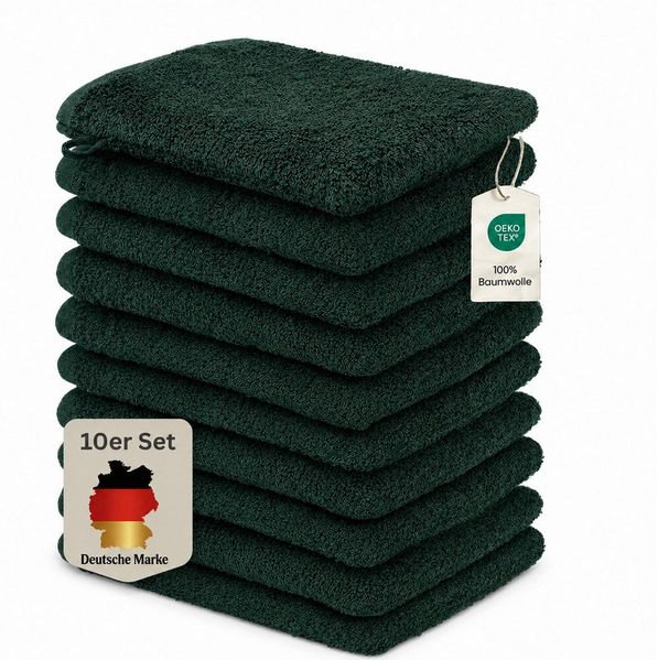 Komfortec Waschhandschuh 10er Set, Waschlappen, Saugfähig & Hautfreundlich, (Set, 10-St), Weich, 100% Baumwolle, 16x21 cm