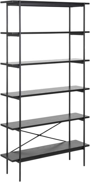 Regal >Angus< in schwarz, MDF, Stahl - 94x172x27cm (BxHxT)