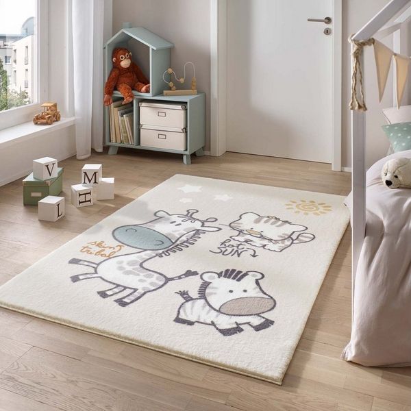 TaraCarpet Kinderteppich Kinderzimmerteppich Soft Kids kuschelig weich in verschiedenen Designs, rechteckig, Höhe: 18 mm, Jungle Babys hell Kinderzimmer Babyzimmer Junge Mädchen 120X170