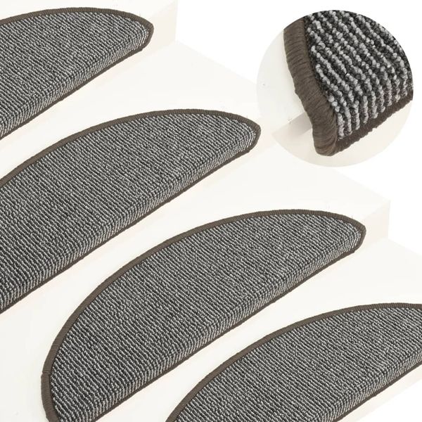 vidaXL Stufenmatten 15 Stk. 56x17x3 cm Grau Halbrund 149846