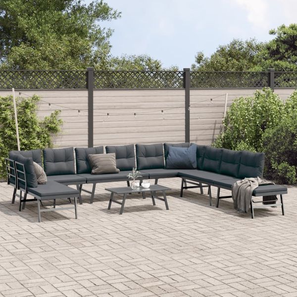 vidaXL 6-tlg. Garten-Sitzgruppe mit Kissen Schwarz Stahl 3283729