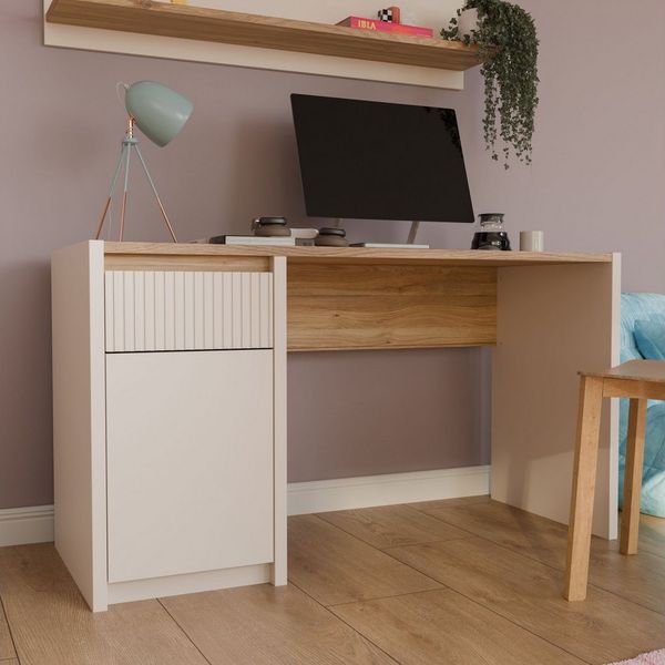 FORTE Schreibtisch Oak Squere, B/H/T 130/72/51,7cm, Soft Close, Vollauszug