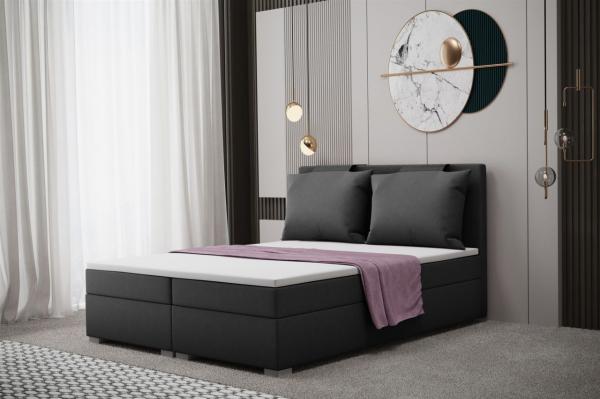 Boxspringbett Schlafzimmerbett MATRO 140x200cm in Stoff Soro Anthrazit