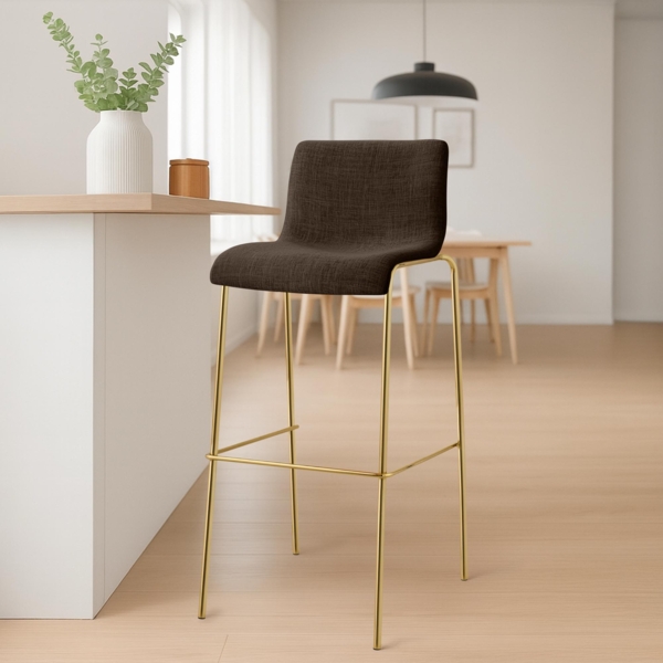 CLP Barhocker Hover stapelbar Stoffbezug Vierfußgestell Goldoptik bis 150 kg,braun Bild 3