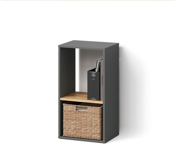 Livinity® Bücherregal Lorena, Anthrazit/Goldkraft Eiche, mit 2 Fächern, 1-tlg.
