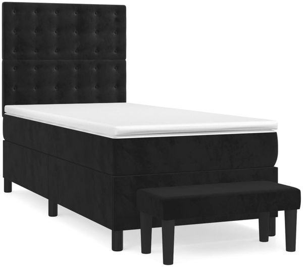 vidaXL Boxspringbett mit Matratze Schwarz 90x200 cm Samt 3138063 Bild 3