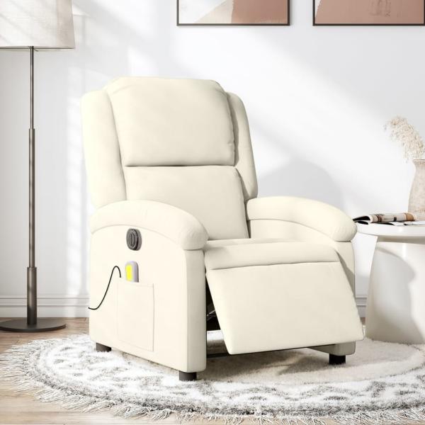 vidaXL Massagesessel Elektrisch Creme Samt 3204298