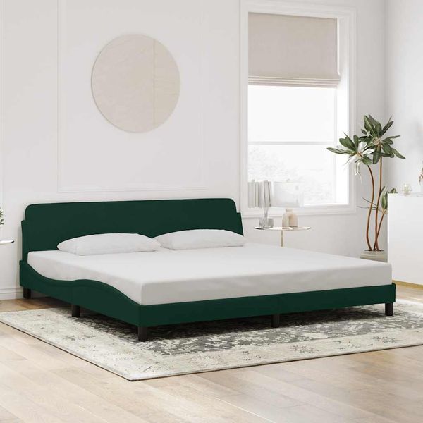 vidaXL Bettgestell "Dover" Dunkelgrün 200x200 cm Samt 373255