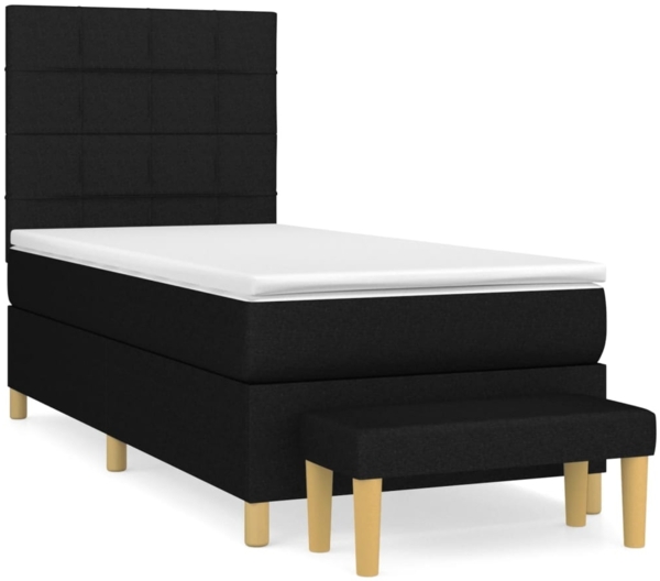 vidaXL Boxspringbett mit Matratze Stoff Schwarz 80x200 cm, Härtegrad: H2 [3137111]