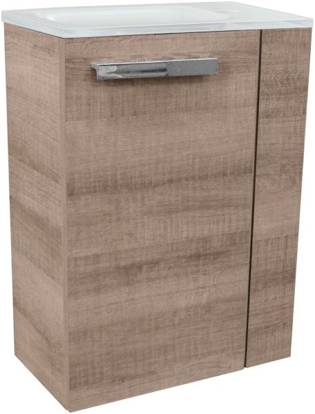 Fackelmann SBC A-VERO Gäste WC Set 2-teilig 45 cm, Braun hell, links, Glas Weiß