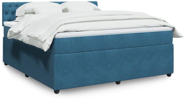 vidaXL Boxspringbett mit Matratze Blau 180x200 cm Samt 3287816