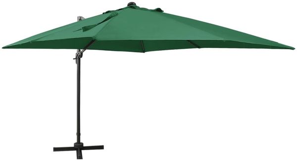 vidaXL Ampelschirm mit LED-Beleuchtung 300 cm Grün 312345