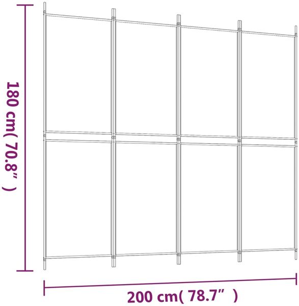 vidaXL 4-tlg. Paravent Braun 200x180 cm Stoff 350215 Bild 8