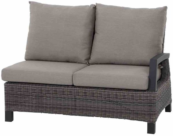 Corido Modul 2-Sitzer Gestell Alu matt-anthrazit, Gardino®-Geflecht charcoal grey, mit Sitz- u. Rückenkissen taupe meliert
