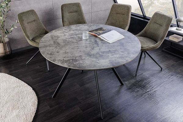 riess-ambiente Esstisch ATELIER 100cm grau/schwarz-Beton-Design, Metallbeine, rund, 2 Personen (Einzelartikel, 1-St), moderner Tisch - ideal für Küche, Esszimmer, Wohnzimmer und Büro