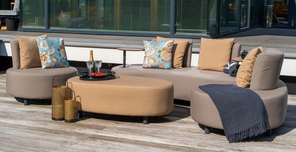 Gartenlounge-Set >Calidad< (4er-Set) 2 Sofas 212/135x78x89cm,Sessel Ø89x78,Hocker 122x40x70cm