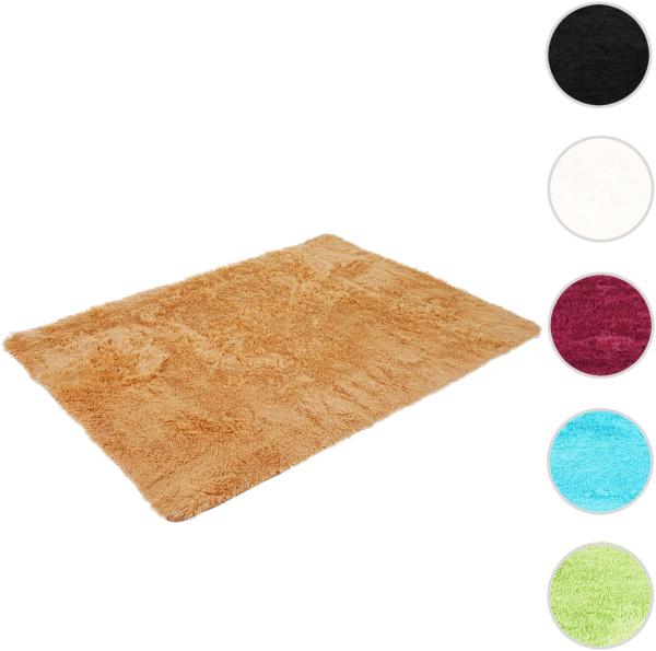 Teppich HWC-F69, Shaggy Läufer Hochflor Langflor, Stoff/Textil flauschig weich 160x120cm ~ braun Bild 6
