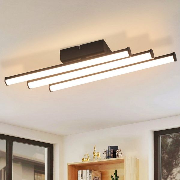 Nettlife LED Deckenleuchte Wohnzimmer Modern Schwarz 24W 3000K Warmweiß Schlafzimmer, LED fest integriert, Warmweiß, Innen LED Deckenbeleuchtung für Flur Küche