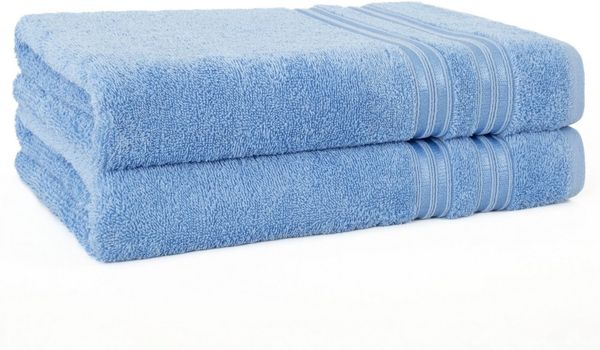 HAMMETEX Duschtuch 2er Set Badetücher 70x140 cm, 100% Baumwolle, Weich & Saugstark, Frottier (Set, 2-St), mit Bordüre, einfarbig, weich