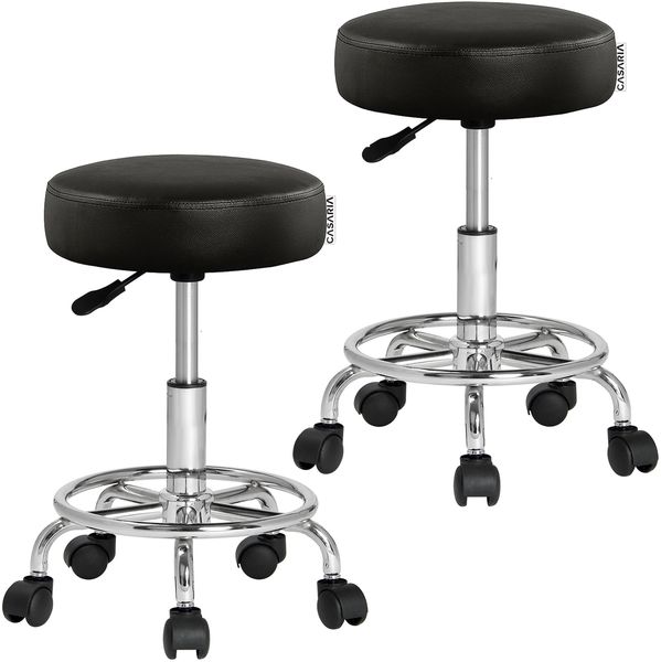 CASARIA® 2er Set Rollhocker schwarz